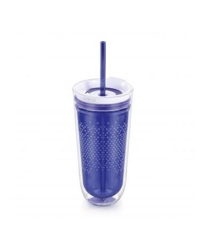 Zoku Hydration Travel drinkfles + rietje - blauw