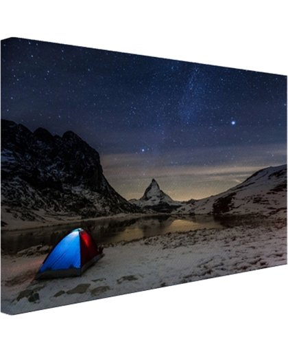 De sterrenhemel boven de Alpen Canvas 60x40 cm - Foto print op Canvas schilderij (Wanddecoratie)