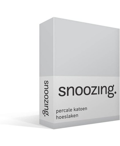 Snoozing - Hoeslaken - Percale katoen - Tweepersoons - 120x200 cm - Percale katoen - Grijs