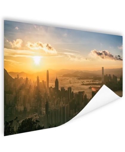 Hong Kong zonsondergang Poster 150x75 cm - Foto print op Poster (wanddecoratie)