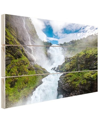 Kjosfossen waterval foto Hout 120x80 cm - Foto print op Hout (Wanddecoratie)