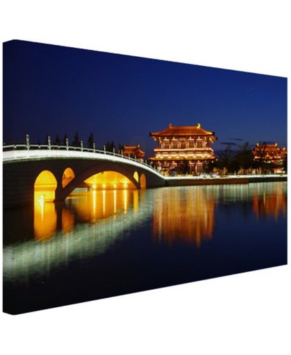 Datang Xian bij nacht Canvas 30x20 cm - Foto print op Canvas schilderij (Wanddecoratie)