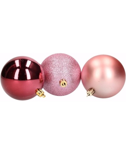 Kerst roze/bordeaux kerstballen mix Sensual Christmas 5 stuks