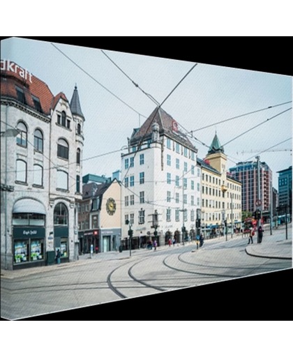 Oslo straat scene Canvas 60x40 cm - Foto print op Canvas schilderij (Wanddecoratie)