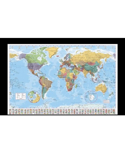 Wereldkaart-poster-inclusief-houten-wissellijst (65x96.5cm)