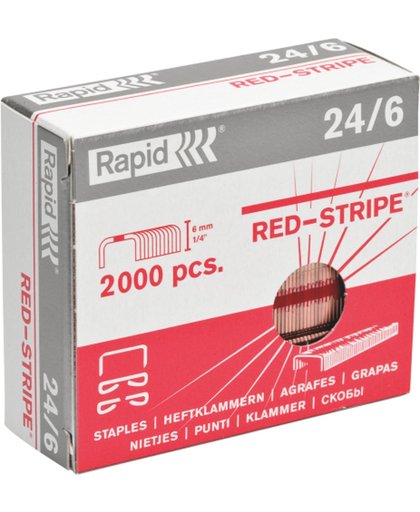 Rapid Nietjes 24/6 Red Stripe verkoperd doos van 2000 nietjes