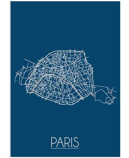 Plattegrond Parijs Stadskaart poster DesignClaud - Blauw - A3 poster