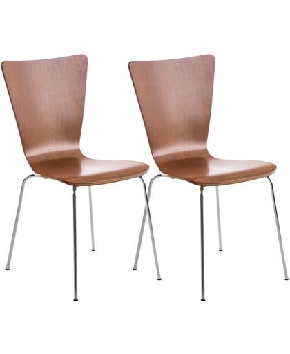 Clp Bezoekersstoel AARON  keukenstoel, conferentiestoel - met houten ergonomische zitting - set van 2 - bruin