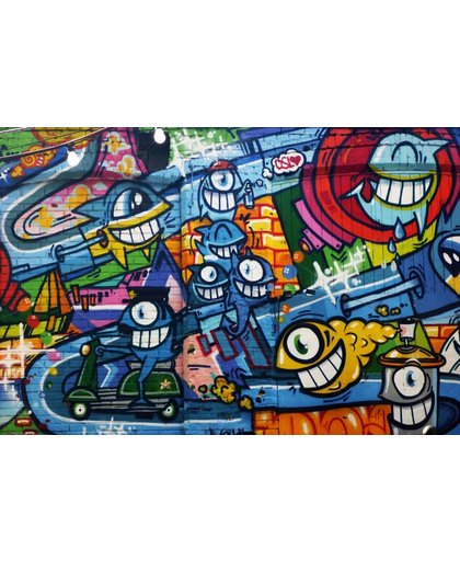 Graffiti Behang | Kleine monsters aan de muur | 374 x 250 cm | Extra Sterk Vinyl Behang