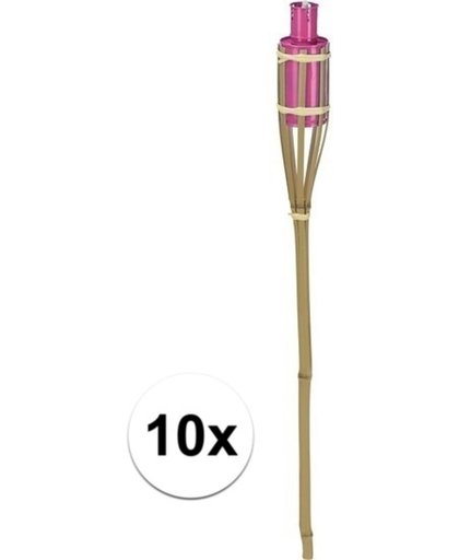 10x Bamboe tuinfakkel roze - 65 cm - fakkels