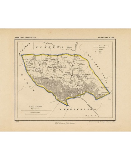 Historische kaart, plattegrond van gemeente Wehl in Gelderland uit 1867 door Kuyper van Kaartcadeau.com