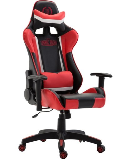 Clp Bureaustoel JEREZ, gaming chair met en zonder voetensteun leverbaar, bureaustoel, directiestoel, met kantelmechanisme,  belastbaar tot 136 kg - kunstleer - zwart/rood, zonder voetsteun