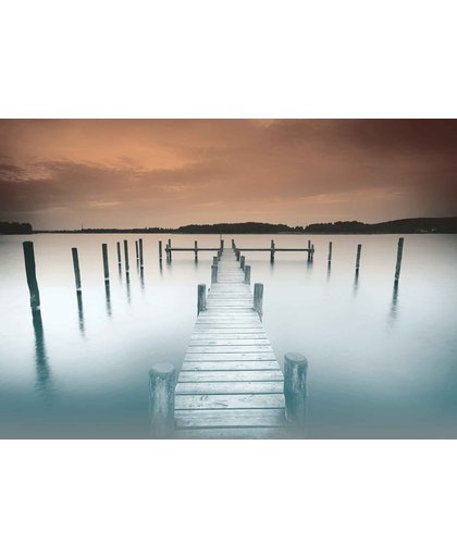 Fotobehang Nature Water Lake Jetty | M - 104cm x 70.5cm | 130g/m2 Vlies