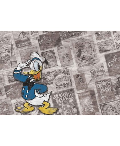 Fotobehang Disney Donal Duck Newsprint Vintage | XXXL - 416cm x 254cm | 130g/m2 Vlies