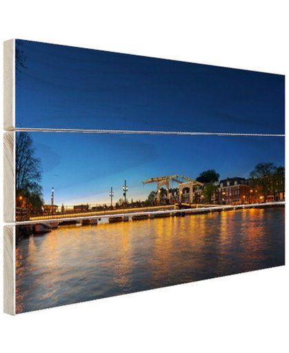 Magere brug over de Amstel Hout 80x60 cm - Foto print op Hout (Wanddecoratie)
