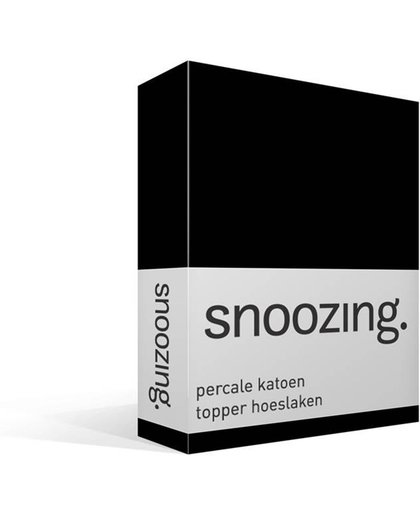 Snoozing - Topper - Hoeslaken - Percale katoen - Tweepersoons - 140x220 cm - Percale katoen - Zwart
