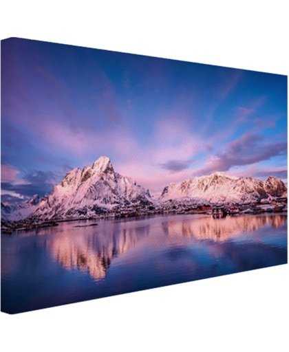 Bergen bij meer Canvas 60x40 cm - Foto print op Canvas schilderij (Wanddecoratie)