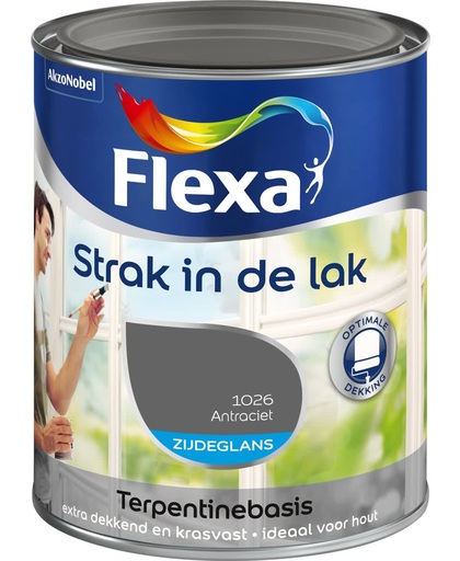 Flexa Strak In De Lak Zijdeglans - Antraciet - 0,25 liter
