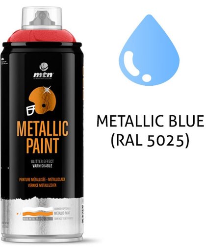 1x Blauw Metallic Spuitverf - RAL 5025 - MTN Pro 400ml - Voor diverse klus doeleinden, bruikbaar op hout, plastic en metaal