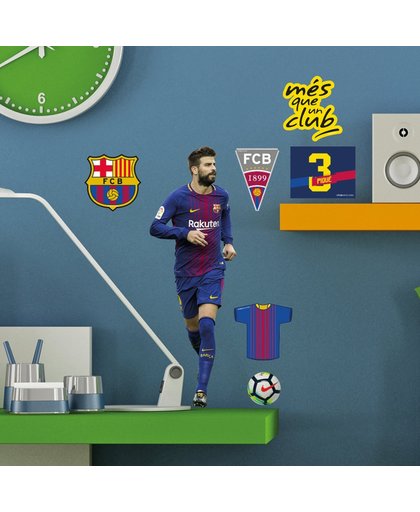 Muursticker Voetbalspeler Pique - FC Barcelona - Kinderkamer - 60 cm hoog