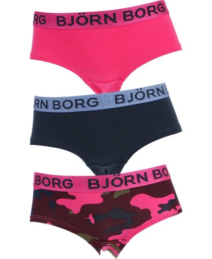 Björn Borg - Meisjes 3-pack Camo Hipsters Blauw / Roze - 170