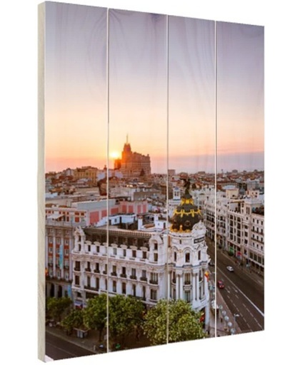 Luchtfoto Madrid Hout 20x30 cm - Foto print op Hout (Wanddecoratie)