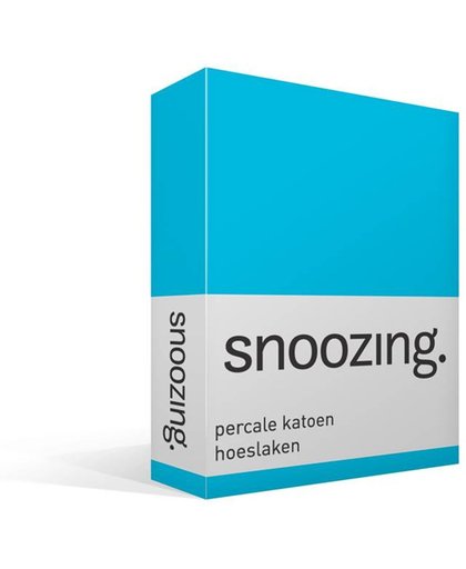 Snoozing - Hoeslaken - Percale katoen - Eenpersoons - 100x200 cm - Percale katoen - Turquoise