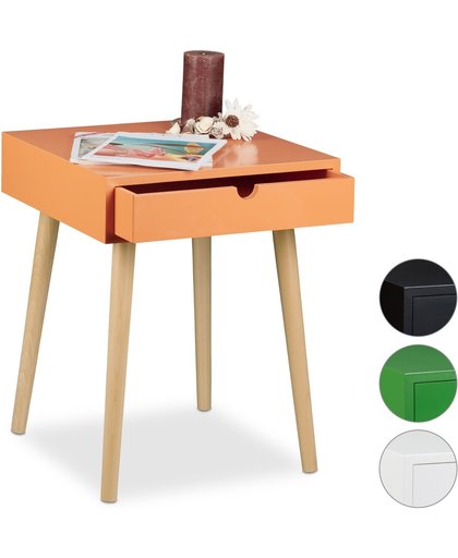 relaxdays - nachtkastje met lade - bijzettafel - hout - 40 x 40 - telefoontafel groen