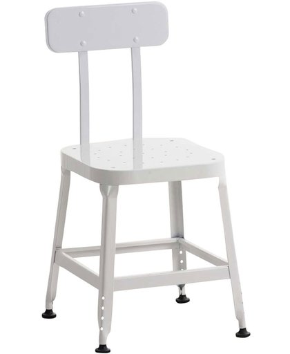 Clp Metalen stoel EASTON, keukenstoel, woonkamerstoel, eetkamerstoel, wachtkamerstoel, fauteuil, bezoekersstoel, industriële look, vintage, retro, van metaal - wit