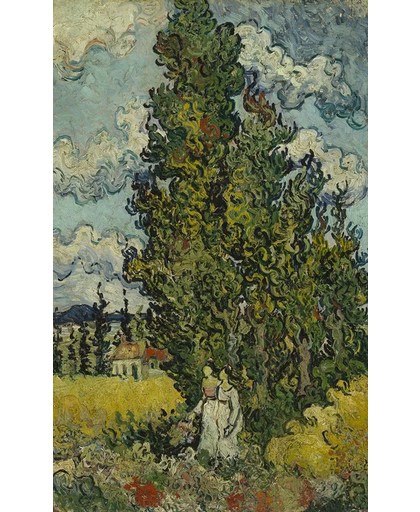 Vincent van Gogh - Cipressen en twee vrouwen - 40x65cm Canvas Giclée