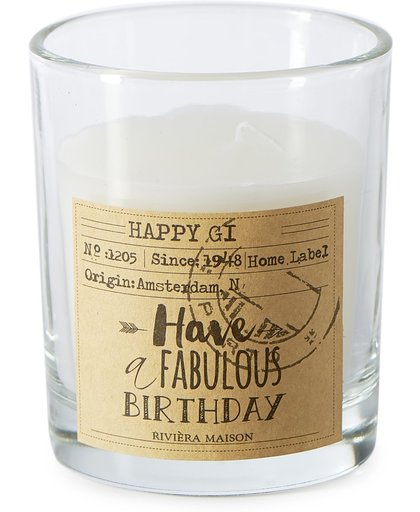 Riviera Maison - Candle In A Box Fabulous Birthday - Kaars - Wit - Paraffine; Glas