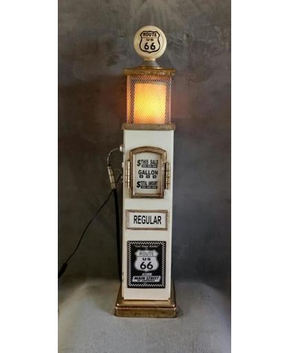 Staande retro vintage lamp benzinepomp gaspomp Route 66 wit met opbergmogelijkheden