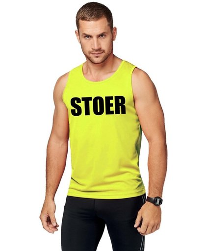 Neon geel sport shirt/ singlet Stoer heren - maat S