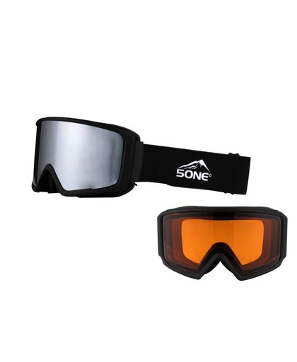5One Alpine 3 – skibril/goggles - 2 magnetisch verwisselbare lenzen - Oranje en Grijs spiegelglas