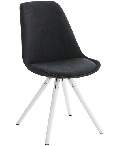 Clp Design retro bistrostoel PEGLEG eetkamerstoel, loft chair  -  kuipstoel, stof - zwart, houten onderstel wit