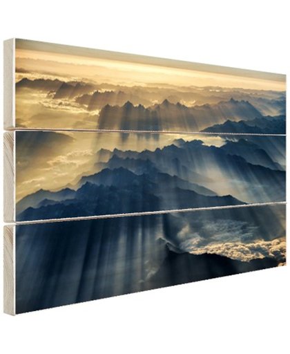 Himalaya zonsopkomst Hout 80x60 cm - Foto print op Hout (Wanddecoratie)