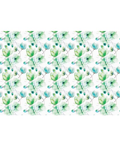 Fotobehang Flowers Pattern Green | XXL - 312cm x 219cm | 130g/m2 Vlies