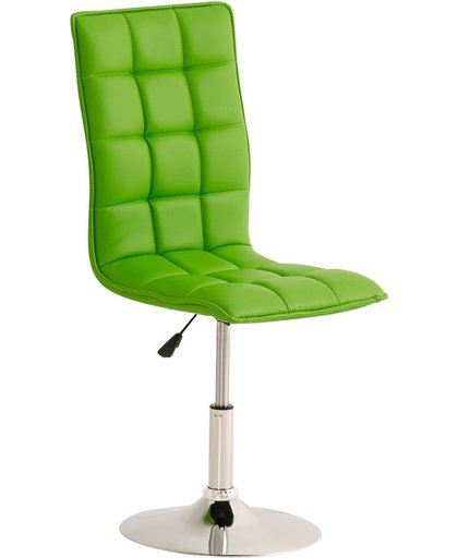 Clp Moderne design eetkamerstoel PEKING lounger - draaibaar zitvlak, hoge rugleuning, chromen kolomvoet, kunstleer - groen