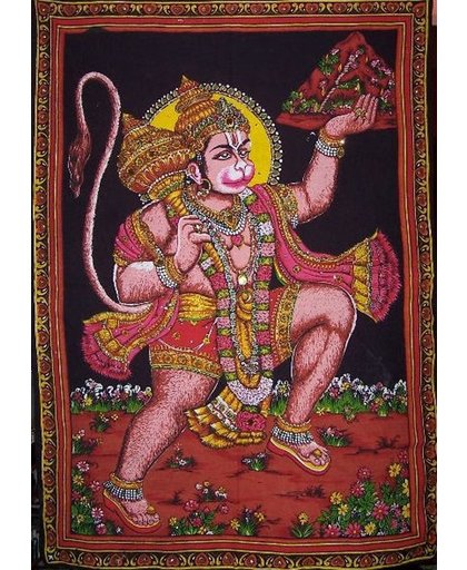 Wandkleed / muurkleed Indiase katoen met glitters – Hanuman