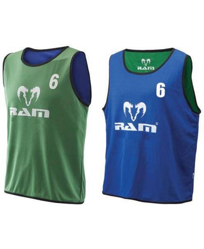 2-zijdig draagbare, 2-kleurige shirts/hesjes. Genummerd 1 tm 15, Traininghesjes-Groen-Blauw  Small