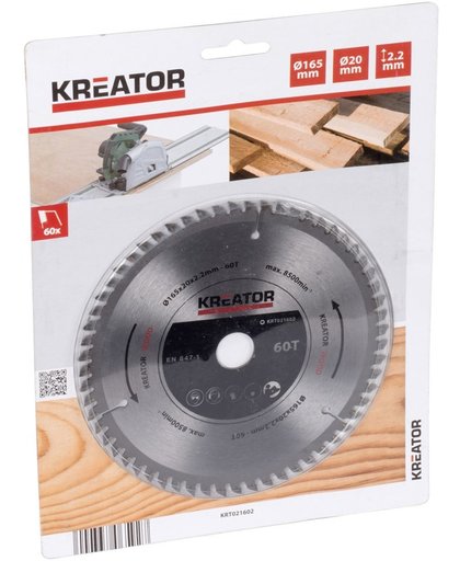 Kreator KRT021602 Invalzaagblad-hout 165 mm 60 T
