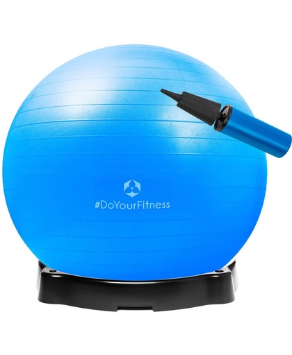 #DoYourFitness - Gymnastiek Bal - »Pluto« - zitbal en fitness bal ter ondersteuning van lichaamshouding, coördinatie en balans - Maat : 55 cm - Blauw