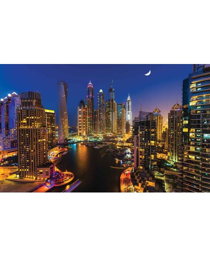 Fotobehang City Dubai Skyscraper Night | L - 152.5cm x 104cm | 130g/m2 Vlies