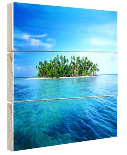 Tropisch eiland helderblauw water Hout 120x80 cm - Foto print op Hout (Wanddecoratie)