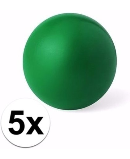 5 groene anti stressballetjes 6 cm - stressbal