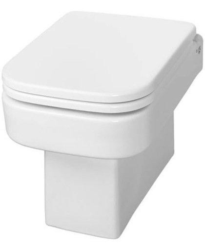 Toiletpot Hangend Boss 52x34,5x38,5cm Wandcloset Keramiek Diepspoel Nano Coating EasyClean Glans Wit met Softclose Toiletbril