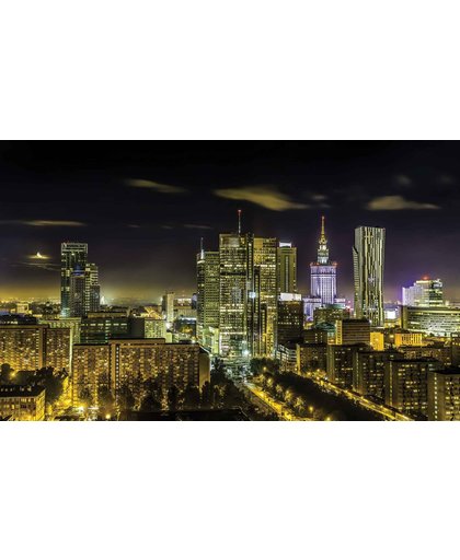 Fotobehang City Warsaw Night Travel  | XXXL - 416cm x 254cm | 130g/m2 Vlies