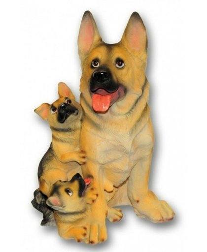Honden beeldje Duitse Herder met puppies 35 cm
