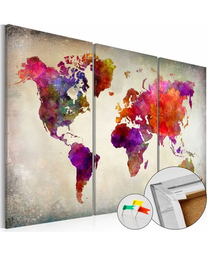 Afbeelding op kurk - Mosaic of Colours , wereldkaart