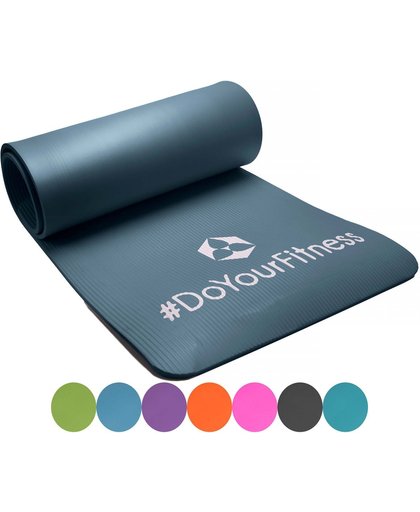#DoYourFitness - fitness mat perfect voor pilates, aerobics, yoga - »Sharma« - non-slip, duurzaam, huidvriendelijk, slijtvast - 183 x 61 x 0,8cm - grijs